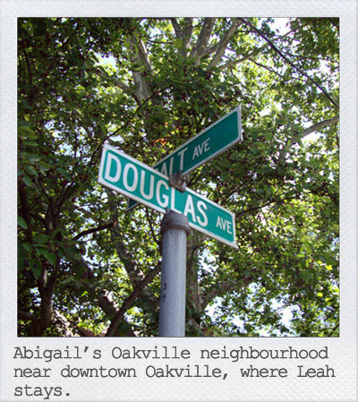 Abigail's Oakville neighbourhood near downtown Oakville, where Leah stays.