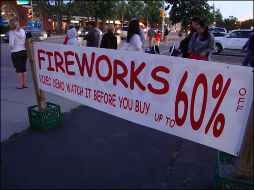 Fireworks for sale, Bronte village, Canada Day 2010