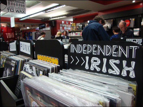 Tower Records, Dublin. Losing myself in the stacks.