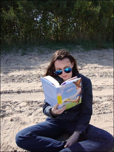 Reading Water Balloon (by Audrey Vernick) on the beach in late September