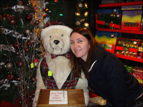 C.K. and Polar Bear in Niagara-on-the-lake's Christmas shop