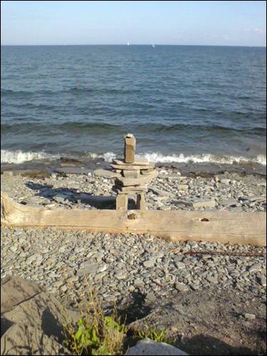 inukshuk, on the beach, Lake Ontario, September 24