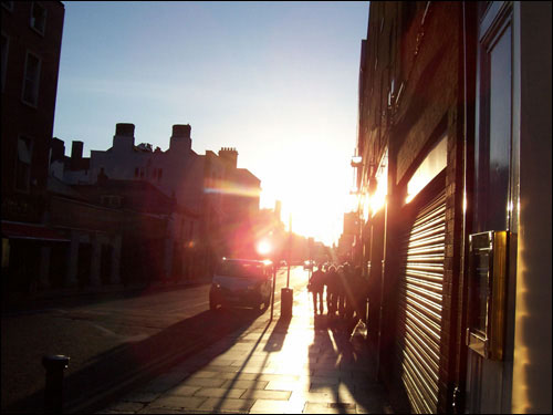 Baggot Street, Dublin, Setting Sun, May 2008