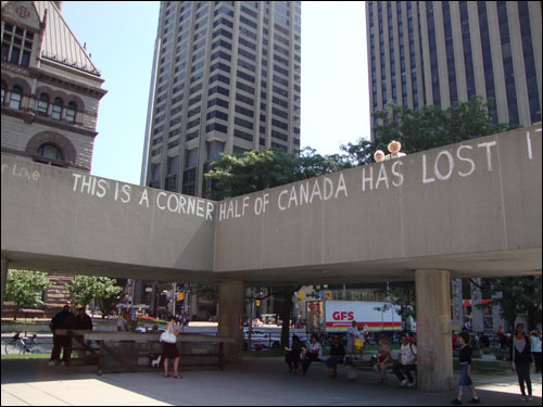 Jack Layton chalk memorial,  Nathan Phillips Square