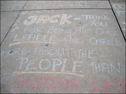 Jack Layton chalk memorial,  Nathan Phillips Square