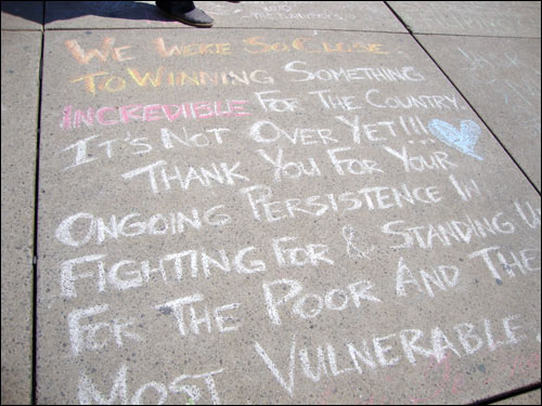 Jack Layton chalk memorial,  Nathan Phillips Square