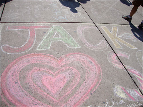 Jack Layton chalk memorial,  Nathan Phillips Square