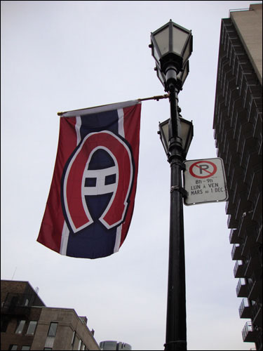 Montreal Canadiens flag on Crescent Street