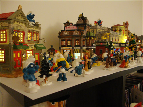 Smurfs invade my Christmas village