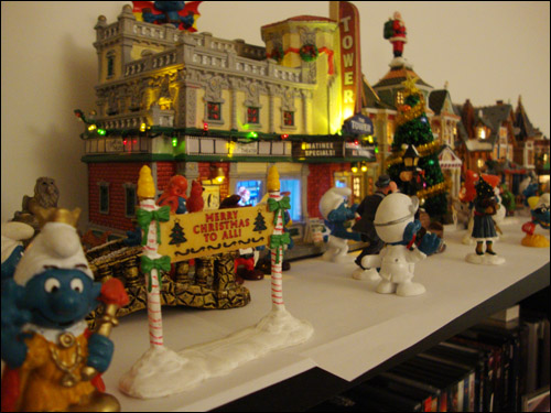 Smurfs invade my Christmas village