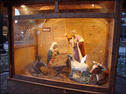 Vandalized nativity scene, Old City Hall